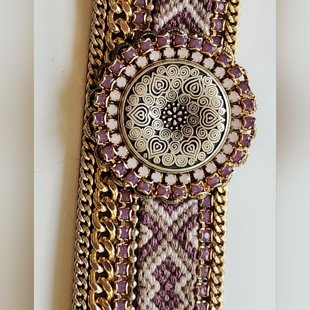 OOAKJewelz Mandala Aztec Rhinestone & Chain Trim Bohemian Bracelet Dutch Boho